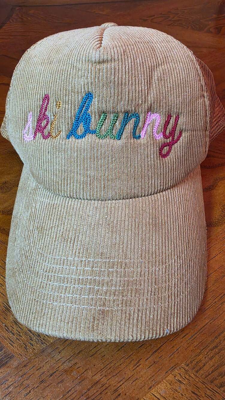 Anthropologie Worn/West Ski Bunny Corduroy Trucker Hat